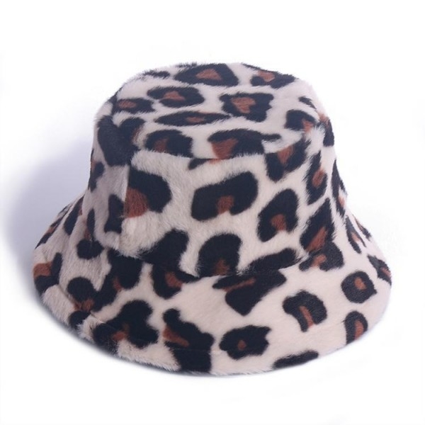 Fashion Fur Bucket Hat Leopard Fisherman Hat Leopard Print Bucket Basin Hat High Quality