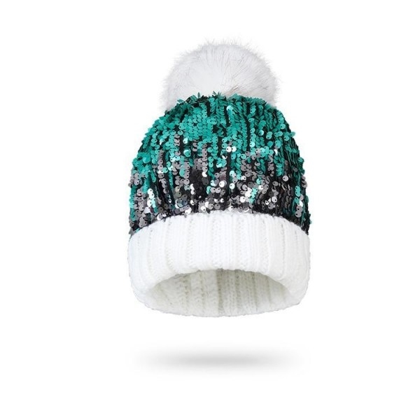 Women Outdoor Cotton Knitted Hats Sequins Gorro Beanis Fashion Pompom Beanie Hat