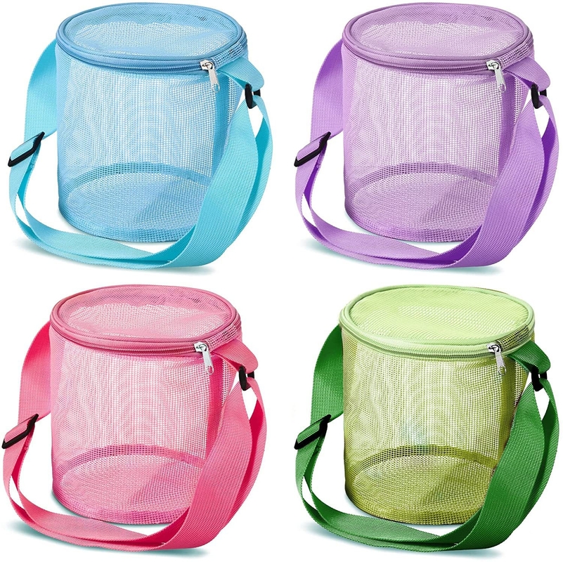 New Children'S Mesh Shell Storage Bag Beach Three-Dimensional Round Sand Bucket